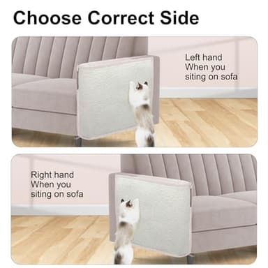 Cat Scratch Sofa Protector,27.6L*19.6Winch Cat Scratch Furniture Protector Pad Couch Arm Sheild with Natural Sisal for Protecting Couch Sofa Chair Furniture（Beige/Left Handed - Image 5