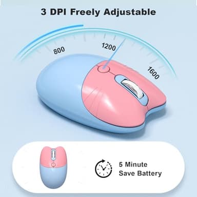 MOFII Wireless Keyboard and Mouse, USB 2.4GHz Full Size Typewriter Keyboard and Cute Cat Shape Design Mouse Combo for Windows 7/8/10, Laptop, Desktop, PC, Computer (Blue Colorful) - Image 5