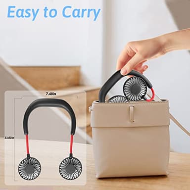 Portable Neck Fan 2500 mAh Rechargeable USB Hands-Free Mini Face Cooling Personal Double Headed Rotatable Small Fan for Working Office Reading Traveling Outdoor Sport - Image 7