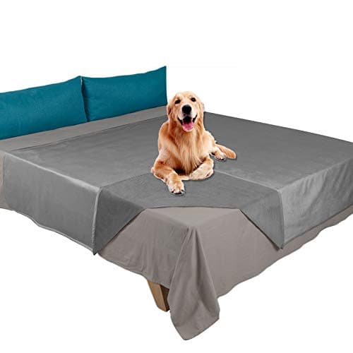 Ameritex Pet Bed Blanket Reversible 100% Waterproof Velvet Super Soft for Sofa and Bed (82x82 Inches, Light Grey+Grey) - Image 1
