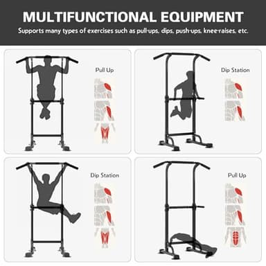 soges Power Tower Pull Up & Dip Station Multi-Function Home Strength Training Fitness Workout Station Height Adjustable, PSBB005-N - Image 5