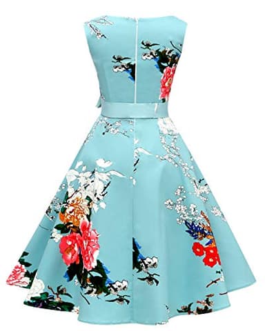 Hanpceirs Women's Boatneck Sleeveless Swing Vintage 1950s Cocktail Dress Mint Flower XL - Image 3