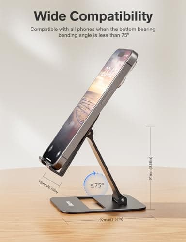 Nulaxy 2 Pack Dual Folding Cell Phone Stand, Fully Adjustable Phone Holder for Desk, Compatible with iPhone 17 16 15 14 13 12 11, Nintendo Switch, All Phones, Black & Rose Gold - Image 5