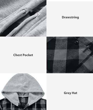 ZITY 3 Pack Men's Flannel Hoodie Shirts Long Sleeve Casual Vintage Button Down Plaid Shirt Jacket with Pocket Deepbluebeige Navy White XX-Large - Image 3