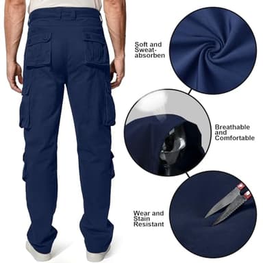 Men's BDU Casual Military Pants, Tactical Wild Army Combat ACU Rip Stop Camo Cargo Work Pants Trousers with 8 Pockets #7533 Navy Blue 32 - Image 4
