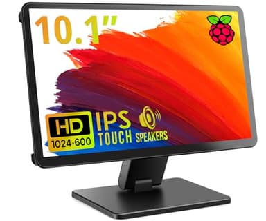 Touch Screen Monitor with Case,ROADOM 10.1’’ Raspberry Pi Screen, IPS FHD 1024×600,Responsive and Smooth Touch,Dual Built-in Speakers,HDMI Input,Compatible with Raspberry Pi 5/4/3/Zero,Versatile Stand - Image 1