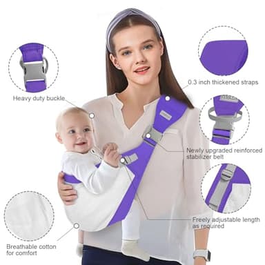Baby Sling Carrier Newborn to Toddler,Updated Adjustable One Shoulder Labor-Saving Baby Holder Carrier,Tollder Sling Carrying 7-45 lbs (Purple) - Image 3