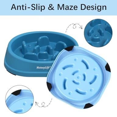 MateeyLife Small Slow Feeder Cat Bowls 2PCS, Anti-Choking Puzzle Cat Food Bowls, Anti-Slip Interactive Dog Feeding Slow Down Eating, Bloat Stop Maze Dishes Dog Feeder for Small Breeds 1 Cup - Image 4