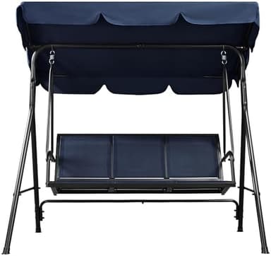 Yaheetech Outdoor Porch Swing Chair for Adults, 3-Seat Patio Sunset Hanging Swing w/Texteline Fabric & Adjustable Canopy & Armrests, Canopy Lounge Chair for Backyard/Garden/Balcony, Blue - Image 3