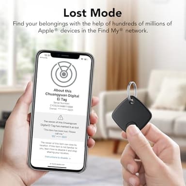 Air Tag (Black) 4-Pack, Bluetooth Tracker Work with Apple Find My (iOS Only), Key Finder and Item Locator Smart Tag with Key Ring/Lanyard, Tracker Tag for Keys/Luggage/Wallet, Replaceable Battery - Image 7