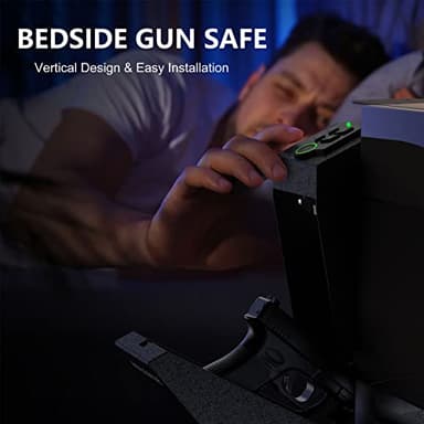 HOLEWOR Gun Safe, Biometric Gun Safe for Handgun Drop Down Pistol Safe Mounted Single Handgun Safe with Fingerprint, Passcode, Key Access for Nightstand, Desk, Bedside - Image 2