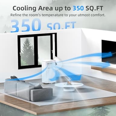Portable Air Conditioner 8000 BTU, Remote Control, Fan Mode, Cools 350sq. ft, 24 Hour Timer, Quiet Operation,Window, 2 Fan Speed for Bedroom Office Home Dorm - Image 3