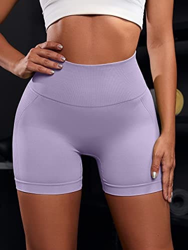 OVESPORT 3 Piece Workout Shorts for Women Seamless Scrunch Butt Lifting High Waisted Yoga Gym Booty Running Short Pants - Image 2