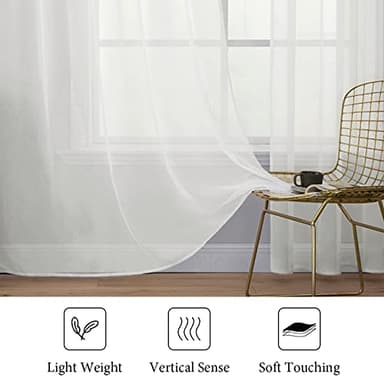 MIULEE 2 Panels Solid Color Sheer Window Curtains Elegant Window Voile Panels/Drapes/Treatment for Bedroom Living Room (54X96 Inches Ivory) - Image 4