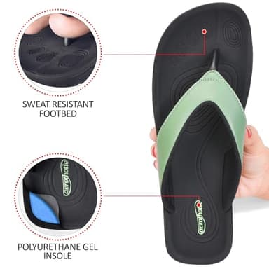 AEROTHOTIC Arch Support Flip Flops for women Stylish Cushioned Padded Straps with Soft Toe Post Slip on Footwear Dressy Travel Recovery Outdoor Comfortable Walking Sandals (Ravine Sage Green, Size 8) - Image 5