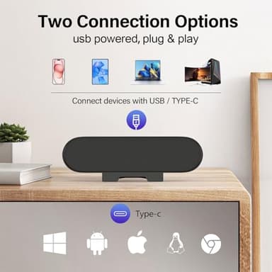 ZETIY USB Monitor Speaker, Portable Computer Soundbar for PC, Laptop, Desktop, Phone, Notebook - Plug and Play (Black) - Image 5