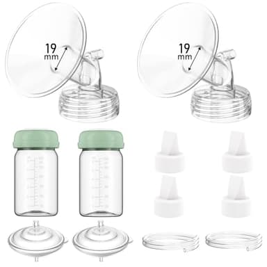 Breast Pump Parts Compatible with Spectra S1/S2/9 Plus/Synergy Gold, Full Set Replacement Parts for Spectra Include 19mm Flange, Duckbill Valve, Backflow Protector, Tubing, Bottle, Not Original Parts - Image 1