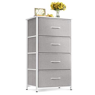 ODK Dresser for Bedroom with 4 Storage Drawers, Small Dresser Chest of Fabric Drawers with Sturdy Steel Frame, Wood Top, Light Grey - Image 1