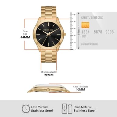 Michael Kors Slim Runway Three-Hand Gold-Tone Stainless Steel Men's Watch (Model: MK8621) - Image 3