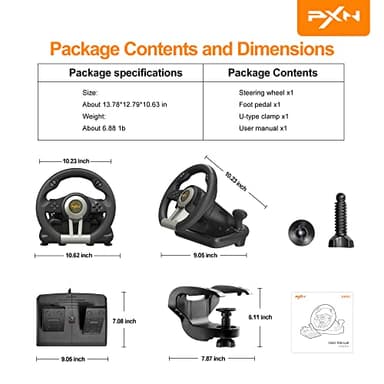 PXN Racing Wheel - Gaming Steering Wheel for PC, V3II 180 Degree Driving Wheel Volante PC Universal Usb Car Racing with Pedal for PS4, PC, PS3,Xbox Series X|S, Xbox One - Image 7