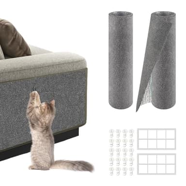 2Pack Total 78.7"x15.8" Cat Scratch Mat for Cat Couch Furniture and Wall Protector | Trimmable Self-Adhesive Carpet Climb Cat Scratcher for Covering Cat Tower and Replacement Pads (Light Grey) - Image 1