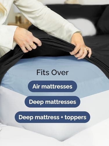 Extra Deep Queen Fitted Sheet - Hotel Luxury Single Fitted Sheet Only - Easily Fits 18 inch to 24 inch Mattress - Ultra Soft, Wrinkle Free w/Extra Deep Pockets - Easy-Care, Breathable & Comfy - Black - Image 6