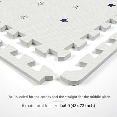 Baby Foam Play Mat, PIGLOG 72x48 Baby Crawling Mat, Floor Mats for Kids for Infants with Interlocking Floor Tiles, Toddler Playmats for Indoor and Outdoor, Easy to Clean Playroom Mats, Star - Image 7