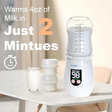 CuddleeBaby Portable Bottle Warmer for Travel, Cordless Baby Bottle Warmer, Rechargeable, 8 Adapters, 1 Milk Powder Container, Compatible with Most Bottle, Fast Heating, White - Image 5