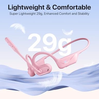 Open Ear Headphones with Mic, Bluetooth 5.4 Headset, Dual Connect Headphones with Noise Cancelling & Mute, Wireless Headset with Mic for Work, Mobile, Tablets, Laptops, Pink - Image 6