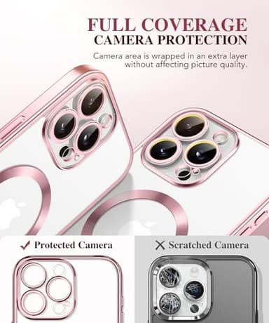 BERFY Magnetic for iPhone 16 Pro Max Case, Compatible with MagSafe, [Built-in 9H Tempered Glass Screen Protector & Upgraded Camera Protection] Full Body Plating Phone case for 16 Pro Max,Titanium Pink - Image 4
