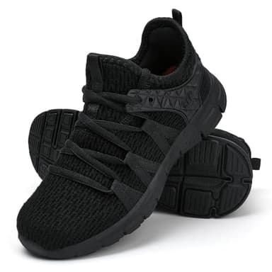 INZCOU Running Shoes Lightweight Tennis Shoes Non Slip Workout Shoes All Black Breathable Mesh Walking Sneakers 10women / 9men - Image 1