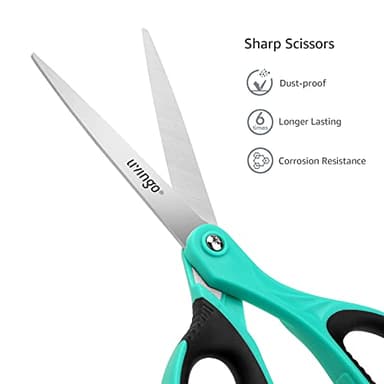 LIVINGO Scissors All Purpose Heavy Duty - 3 Pack 8.5” Blue Sharp Shears for Office Home and School Crafting Sewing Cutting Paper Fabric - Image 3