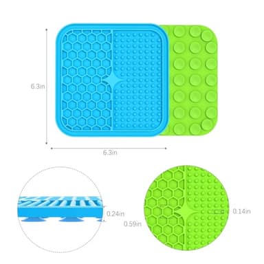 MateeyLife 2PCS Small Lick Mat for Dogs and Cats, Licking Mats for Dog Anxiety Relief, Cat Peanut Butter Lick Pad for Boredom Reducer, Dog Treat Mat Perfect for Bathing Grooming Blue&Green - Image 6