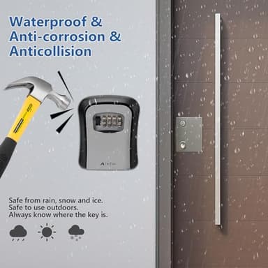 Key Lock Box Wall Mounted, 4 Digit Combination Lockbox for Outside House Keys,Key Safe Security Storage Lock Box 5 Keys Large Capacity with Resettable Code for Indoor Outdoor (Dark Grey) - Image 4