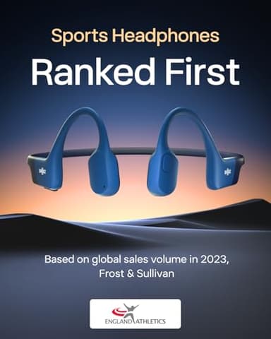 SHOKZ OpenRun with USB-C Charging - Open-Ear Bluetooth Bone Conduction Sport Headphones - Sweat Resistant Wireless Earphones for Workouts and Running - Built-in Mic, with Hair Band - Standard - Blue - Image 2