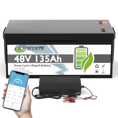TCBWORTH 48V Lithium Battery 135Ah, Deep Cycle LiFePO4 Batteries, 200A Bluetooth BMS with Low-Temp Protection, for Golf Carts, Solar, Motohome, Off-Grid Applications, Boat, Lawn Mower - Image 1