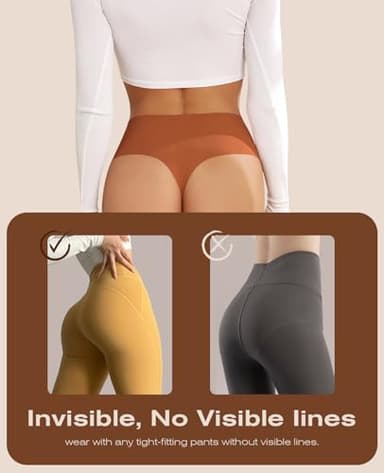 oshkang Thongs for Womens High Waisted Seamless for Women Underwear Sexy Breathable Panties 6 Pack - Image 5