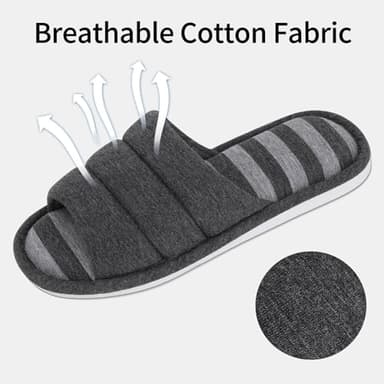 shevalues Women's Soft Indoor Slippers Open Toe Cotton Memory Foam Slip on Home Shoes House Slippers, Dark Grey 270 (Size 9-9.5) - Image 3