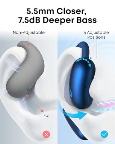 soundcore AeroFit 2 by Anker, Open-Ear Headphones, Translation Earbuds Real Time, 4 Adjustable Positions for Every Ear Size, 2x Richer Bass, Hi-Res, 42H Playtime, IP55,AI Clear Calls,Wireless Charging - Image 5