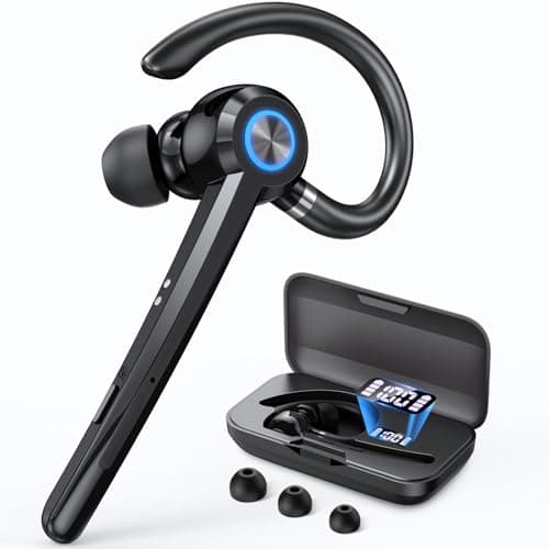 PRTRFLC Bluetooth Headset with Microphone,V5.4 Bluetooth Earpiece with Charing Case 150H Standby Time Hands Free Headset with Noise Canceling for Work Business Office Trucker(Black) - Image 1