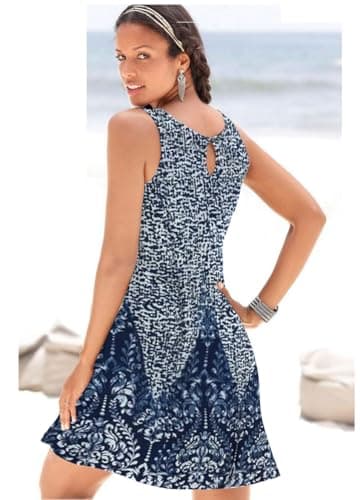 ETCYY NEW Summer Dresses for Women Trendy Boho Floral Print Sundresses Sleeveless Beach Cover Up Dress with Pockets - Image 3