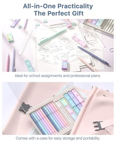 Four Candies Mechanical Pencil Set, with 0.5 & 0.7mm Lead Refills (HB & 2B), Pastel Erasers & Eraser Refills, 29-Count Pack with Case, Cute Aesthetic School Supplies for Writing, Drawing, Sketching - Image 5