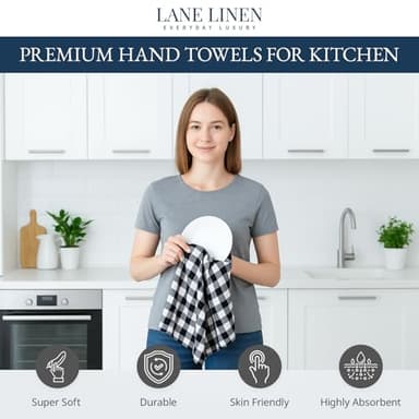 LANE LINEN Kitchen Dish Towels Set of 12 – 18”x28” Soft & Quick-Drying Hand and Tea Towels, Premium Decorative Kitchen Towel – Black - Image 2