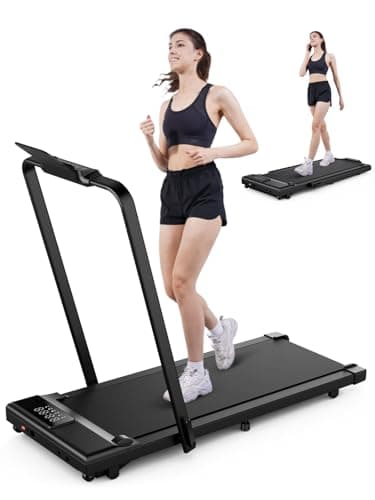 DeerRun 3 in 1 Walking Pad Treadmill, 300 Weight Capacity Foldable Treadmill, 3.0HP Low Noise Under Desk Treadmills for Home Office with Remote & APP - Image 1