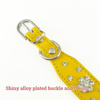Rhinestone Flower Dog Collar - Sparkling Leather Pet Collar - for Small and Medium Dogs (Yellow XS) - Image 6