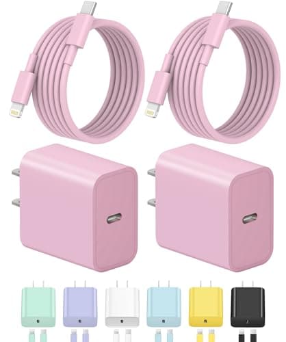 iPhone Charger Fast Charging USB C Charger Block Type C Charging iPad Chargers with 6FT C Chargers Cord Compatible with iPhone14/14 Pro Max/13/13Pro/12/12 Pro/11,iPad(Pink - Image 1