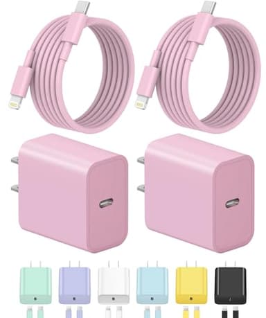iPhone Charger Fast Charging USB C Charger Block Type C Charging iPad Chargers with 6FT C Chargers Cord Compatible with iPhone14/14 Pro Max/13/13Pro/12/12 Pro/11,iPad(Pink - Image 1