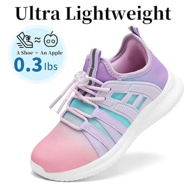 TOTOMONA Tennis Shoes for Kids Lightweight Boys Running Shoes Mesh Girls' Athletic Shoes Pink & Purple Size Toddler 9 - Image 3