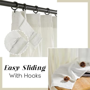 SHINELAND Pinch Pleated Linen Curtains 96 Inch Long 2 Panel Set for Living Room,Sheer Light Filtering Cream Cortinas Elegantes para Sala Modernas 2025 Floor to Ceiling Length Curtains - Image 7