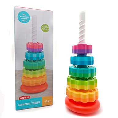 LBAIBB (1 PCS Spinning Stacking Toy,Spin Toy for Toddlers 1-3,Sensory Toys for Toddlers 1-3,Rainbow Spin Tower,Autism Spin Stack Toys,Suitable for Gifts for Boys and Girl - Image 4